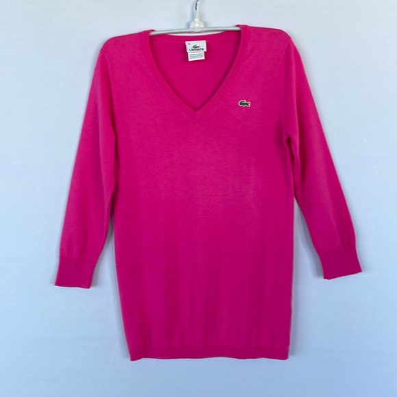 Lacoste Pink Sweater Size 38 3/4in Sleeves - Picture 12 of 13